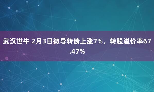 武汉世牛 2月3日微导转债上涨7%，转股溢价率67.47%